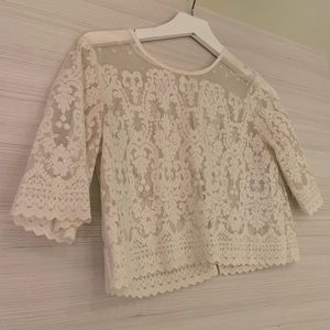 Petite Sheer Lace Vintage Crop Top